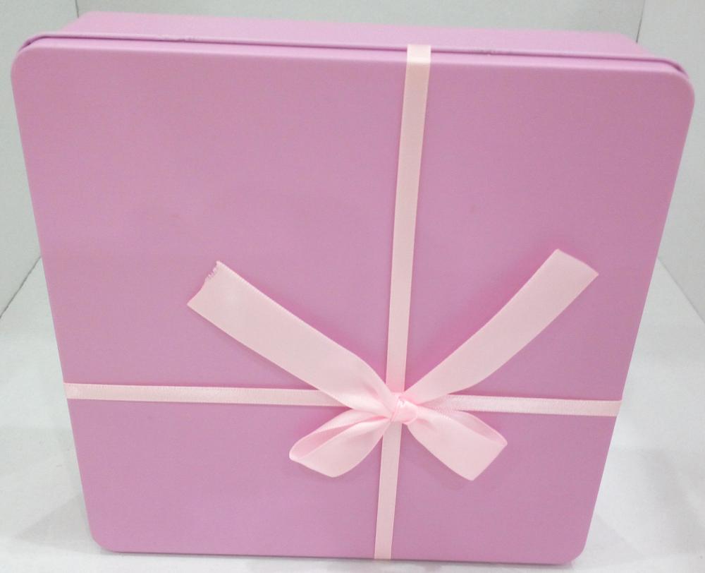 Pink Square Chocolate Metal Tin Box