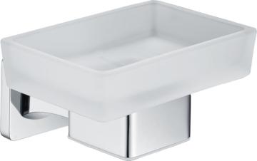 Zinc chrome soap holder with frosted glass