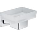 Zinc chrome soap holder with frosted glass