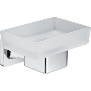 Zinc chrome soap holder with frosted glass