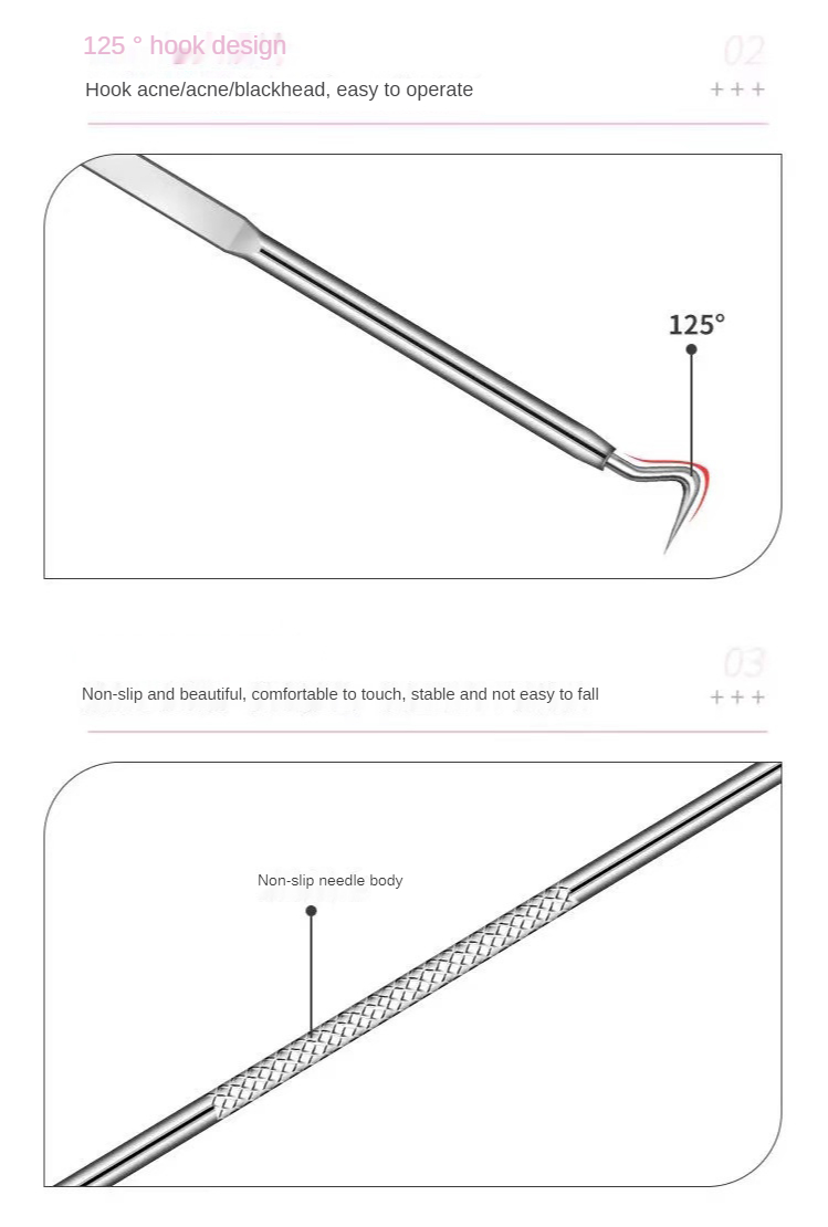 Wholesale Stainless Steel Acne Needle Suitable for Facial Care To Remove Blackhead Acne Needle 4-piece Set