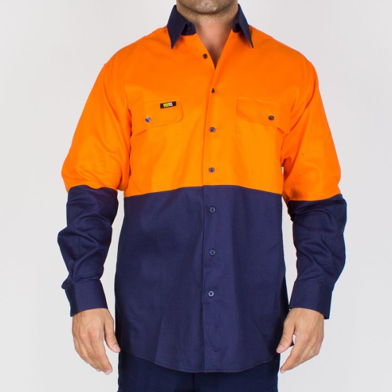 High Visibility Long Sleeve Cotton Workwear (without reflective tape)