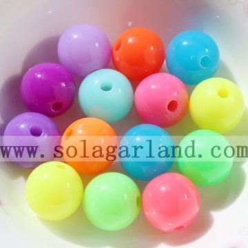 Opaque Fluorescence Mixed Acrylic Plastic Round Ball Spacer Beads