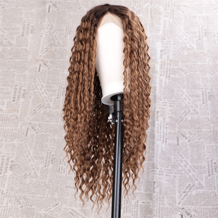 Vigorous Curly Hair Lace Front Wigs Synthetic Heat Resistant Fiber Hair Long Wigs Honey Blonde Wigs for Women