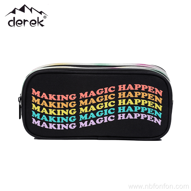 Three zipper pencil case gradient color pencil case