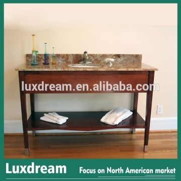 Antique Simple cherry hotel bathroom vanity with wooden shelf