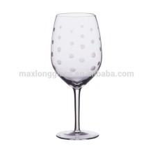 Handmade Bordeaux glass with cutting dots
