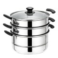 Pelbagai fungsi 3-ply Stainless Steel Uncoated Pot Steamer