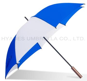 Blue and white golf umbrella