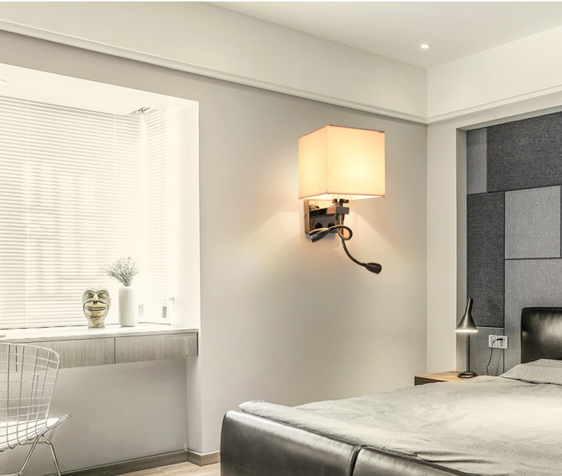 Best decorative fabric material E27 coffee white color indoor home use wall lamp