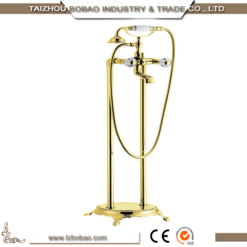 Vintage Style Floor Standing Antique Brass Telephone Shower Shower Sets With Double Handles Gold Telephone Shower Shower Sets