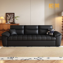 Elegant Black Leather Storage Sofa for Modern Living