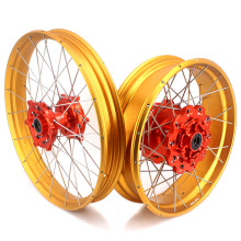 VMX 2.15*21\" / 4.25*18\" Tubeless Wheels Rims for KTM 790 Adventure R 2019-2022, KTM 890/1090/1290, Orange Hub Gold Rim