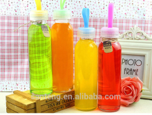 Juice glass bottle with rope