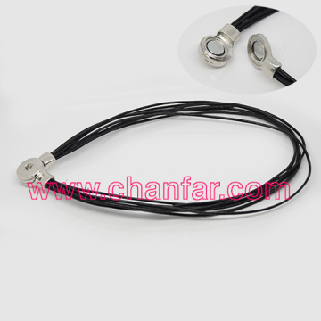 New arrival leather rope necklace,Snap button necklace jewelry