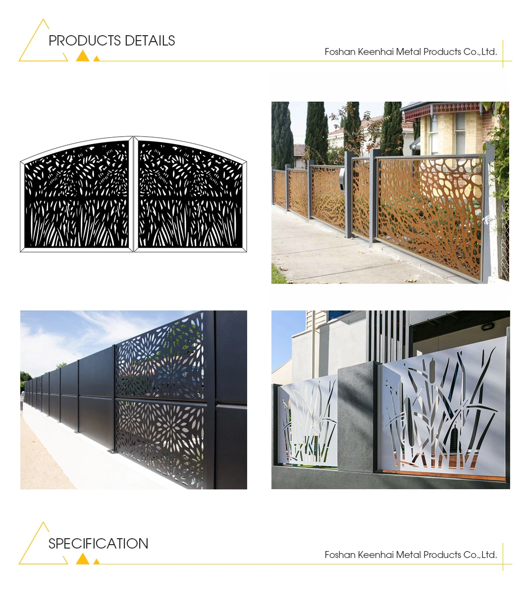 Exterior Laser Cut Decorative Aluminum Panel Gate Fence