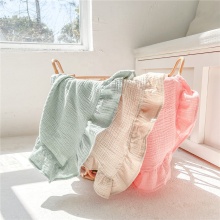 100% Cotton Solid Color Thickened Cotton Muslin Gauze Ruffle Baby Blanket - Flash Sale