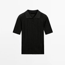 Women's ribbed detail 100% pure cotton polo shirt