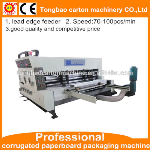 corrugated carton flexo printing machine, lead edge feeder 2 color printing slotting machine