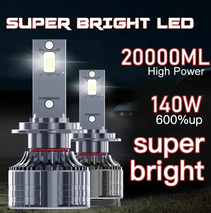 High Power 140W Car LED Headlight with Dual Copper Pipes