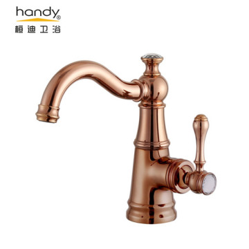 Single Lever Brass Rose Gold Basin Mixer Taps