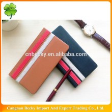 Various strap decoration a5 leather cover notepad/diary with glue/thread binding and lined printing