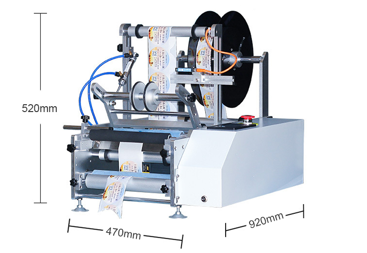 Máquina de rotulagem de garrafa redonda semi -automática de desktop para jarros latas de papel tubo de vinho copo de copo de copo de estimação de pet sticking