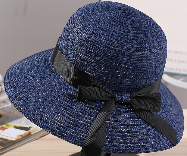 Big Brim Paper Straw Hat Navy