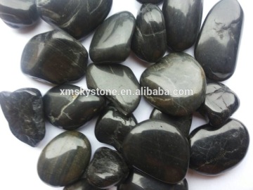 Natural Polished Black cobble stone