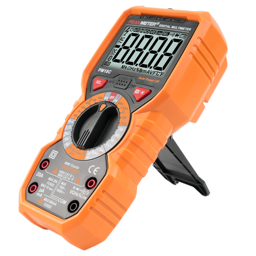 Handhållen orange DC- och växelspänningstestmultimeter