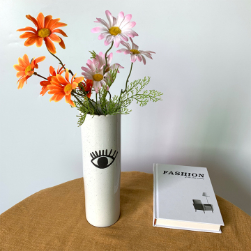 Wholesale Grey Cylindrical Hand-painted Flower Pots for Home Decor