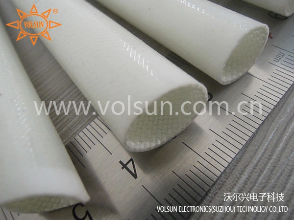 White Self-Extinguishing Silicone Fiberglass Sleeving