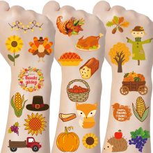 Customized Cartoon Thanksgiving Tattoos: Waterproof, Temporary Designs Perfect for Kids