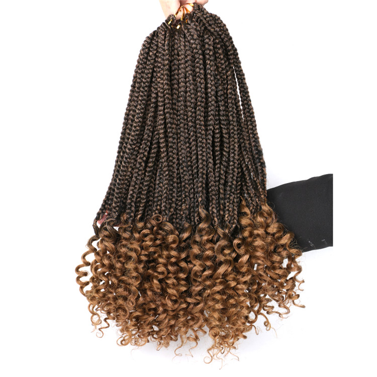 Factory Wholesale Box Braids Crochet Twist Hair Braids with Curly Ends Synthetic Goddess Faux Locs Braids