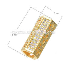 Cheap price brass platium color tube spacer charms jewelry zircon tube