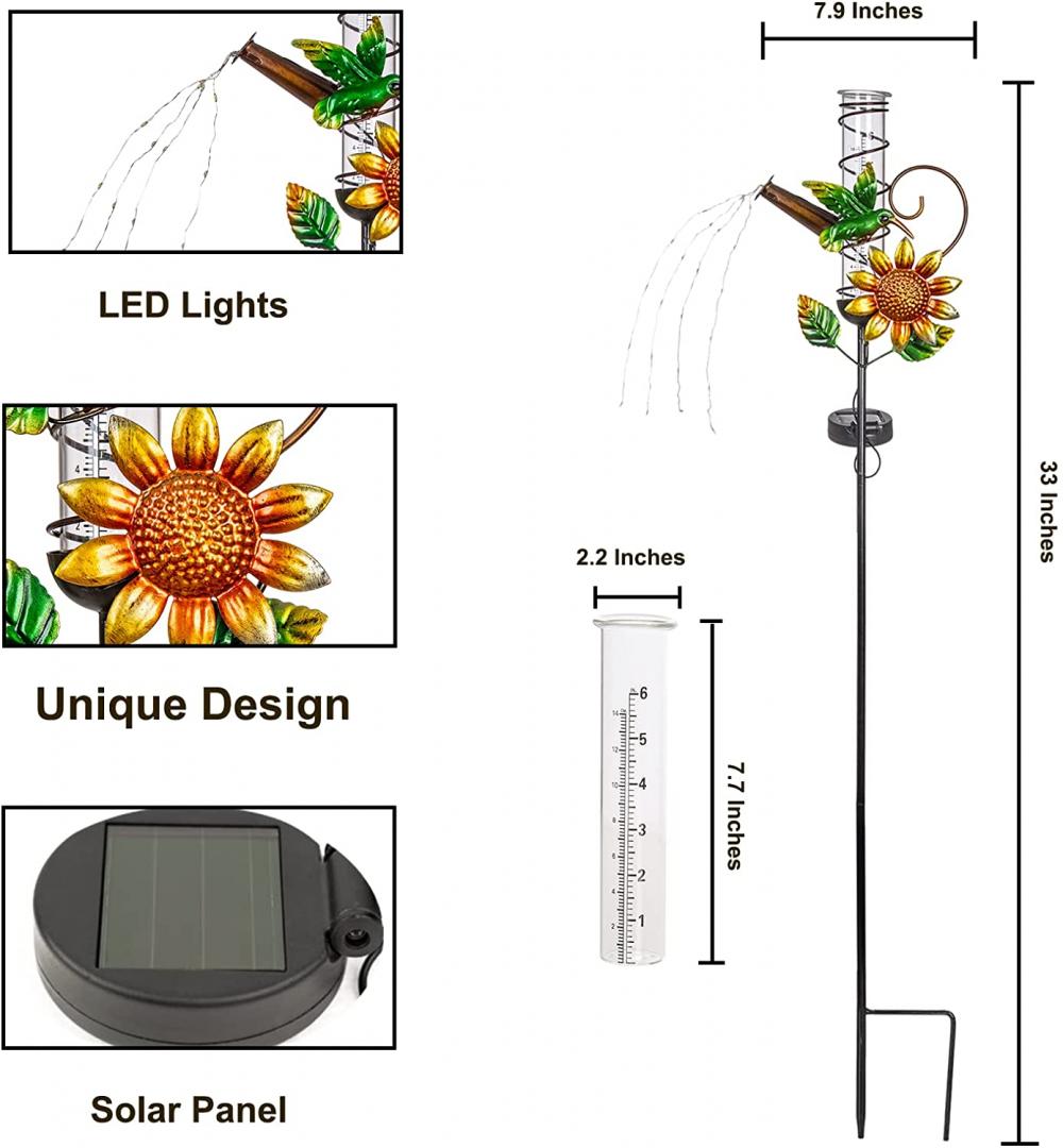 Solar -Kolibri -Regenmessgeräte mit Glasröhrchen