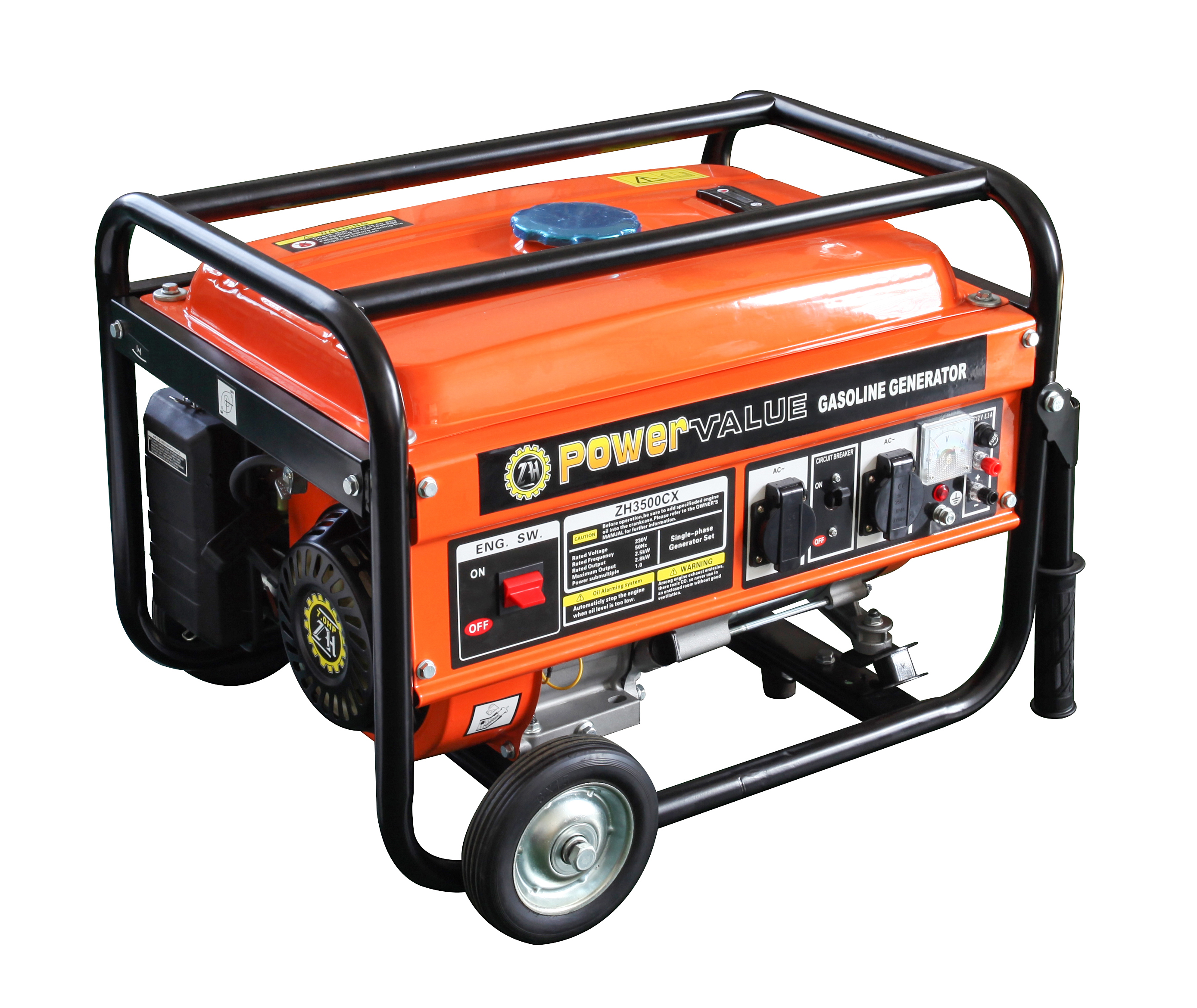 Air cooled 7HP single phase electric 3kw gasoline generator with 4 stroke engine