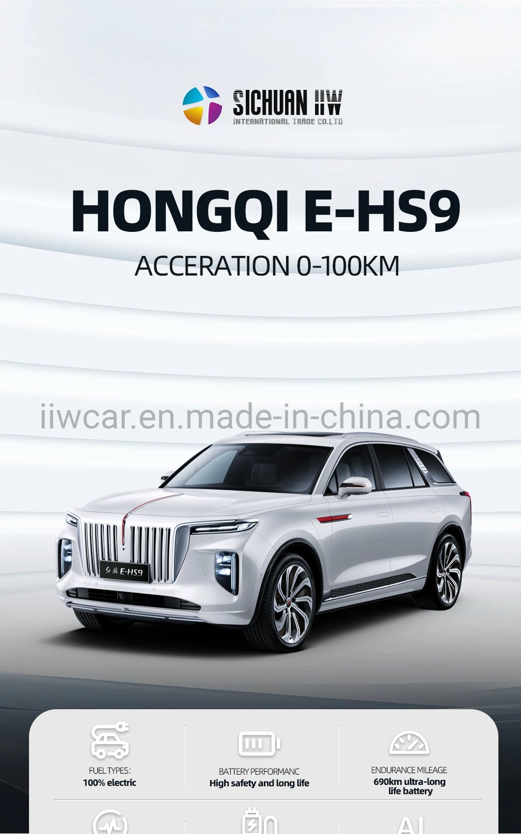EV Car Ehs9 6/7 Seat High-Speed Electric Vehicle New Energy China Electric Car New Cars Second Hand Used Car Longe Range Electrical Vehicle Adult Cars