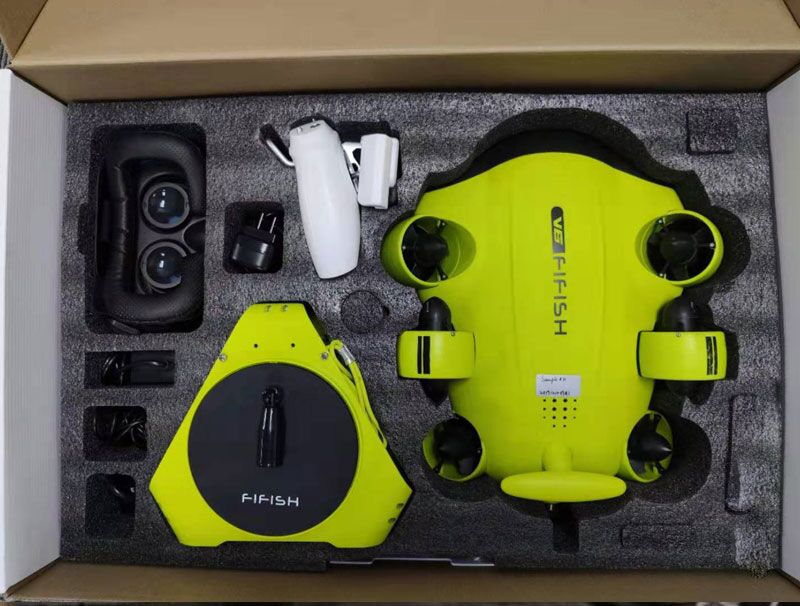 QYSEA FIFISH V6 Underwater Drone + 100M Cable + Spool + 64G Internal Storage Bundle