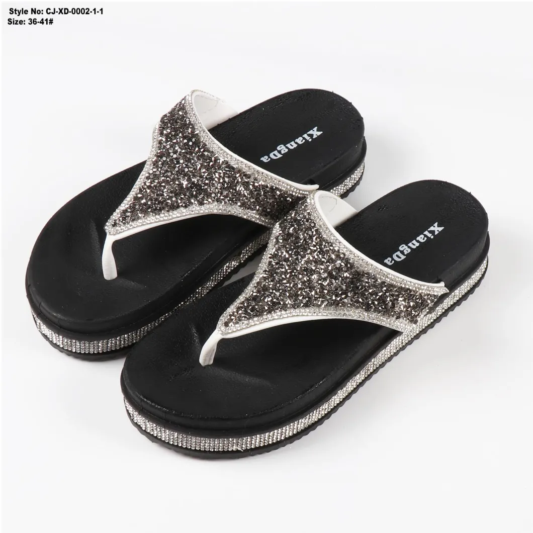 Superstarer 2020 Hot Sale Female Sandals Crystal Jelly Flip Flop with Pearl Beaded Strap waterproof Beach Slipper for Women Sandals