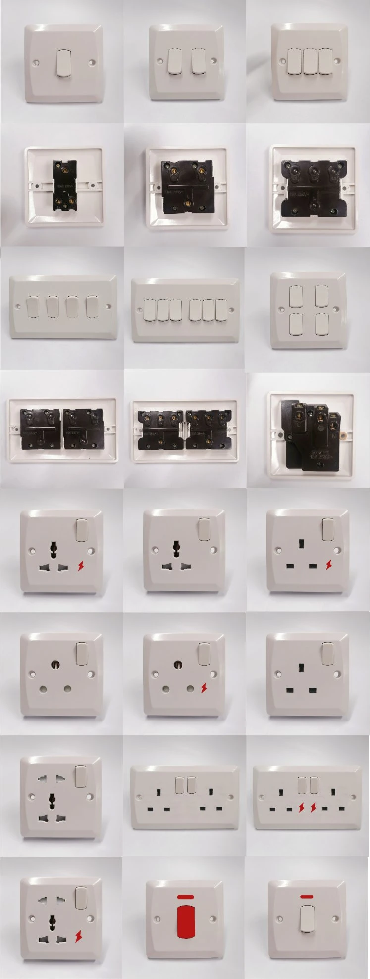 New Bakelite Electrical Wall Light Switch Socket 2 Gang