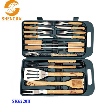 18pcs stainless steel wood handle bbq tool set hurley wholesale