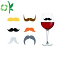 Silicone Wine Glass Xác định Mustache cho người đánh dấu bên