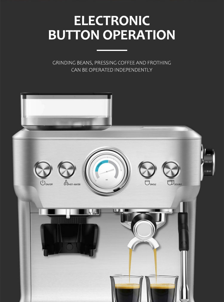 Hyxion commercial coffee machine Hot Water System and grinder smart Electric Espresso maker with Milk frother