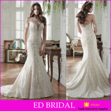 LN210 Sexy deep sweetheart mermaid style elegant heavy beading wedding dresses