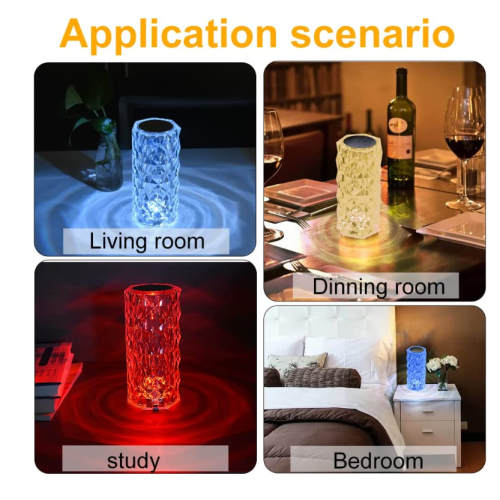 RGB Night Light Touch USB Romantic Rose Diamond Lampade da tavolo per la festa della camera da letto Luci creative