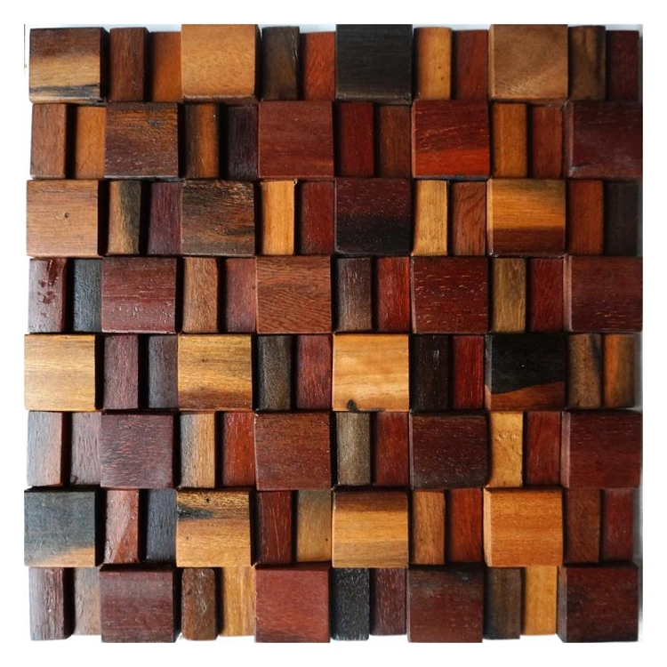 Anti Corrosion Brown 40X40 Irregular Floor 3D Wall Mosaic Tile Wood