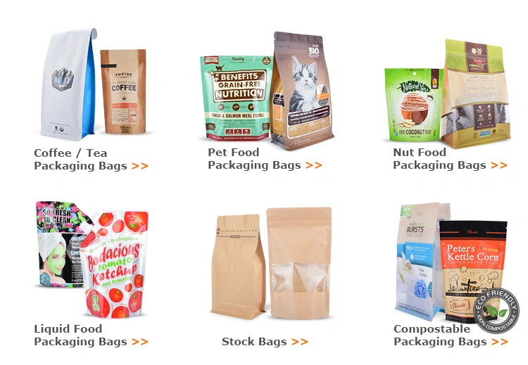 Customized Logo Printed Matte Square Bottom Bags Zipper Ziploc Coffee Packaging Snack Food Plastic Bio-Degradable Bag