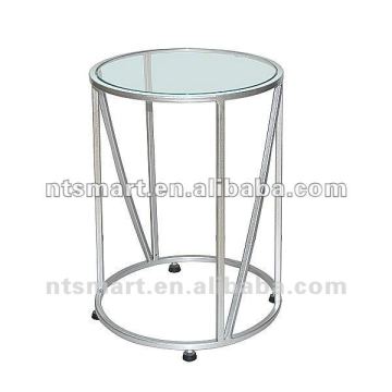 2012 tempered glass movable coffee table with wheels