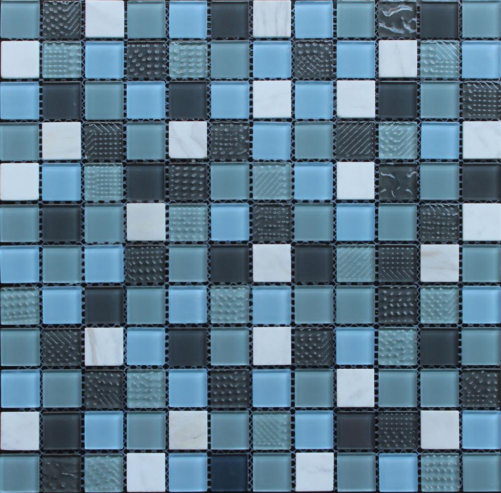 Mixed Stone Blue Crystal Glass Mosaic Tile